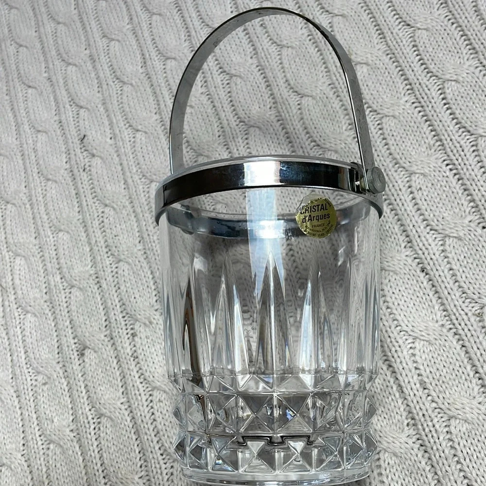 Cristal d'Arques France Mini Ice Bucket With Silver Metal Handle lead crystal - Picture 7 of 11